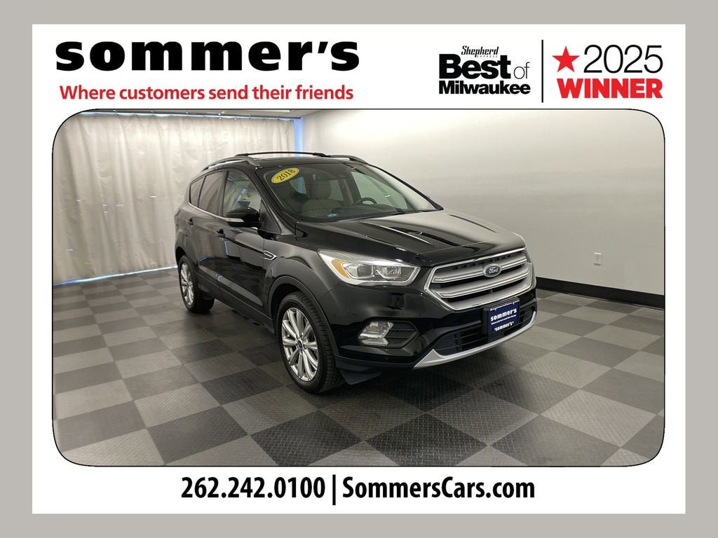 2018 Ford Escape Titanium in Black — front three-quarter view
