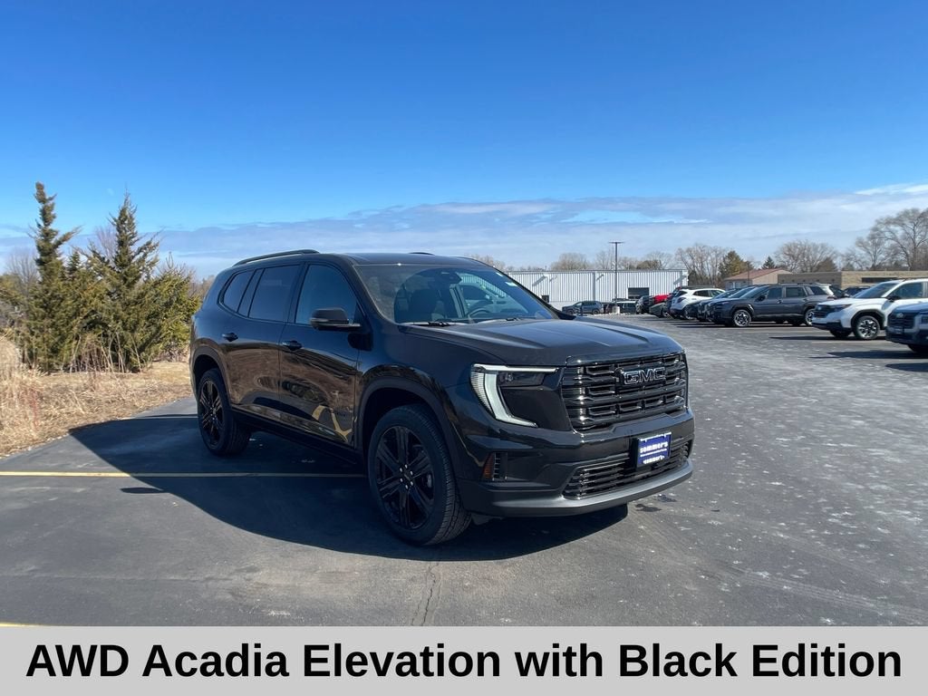 2026 GMC Acadia Elevation in Ebony Twilight Metallic — front three-quarter view