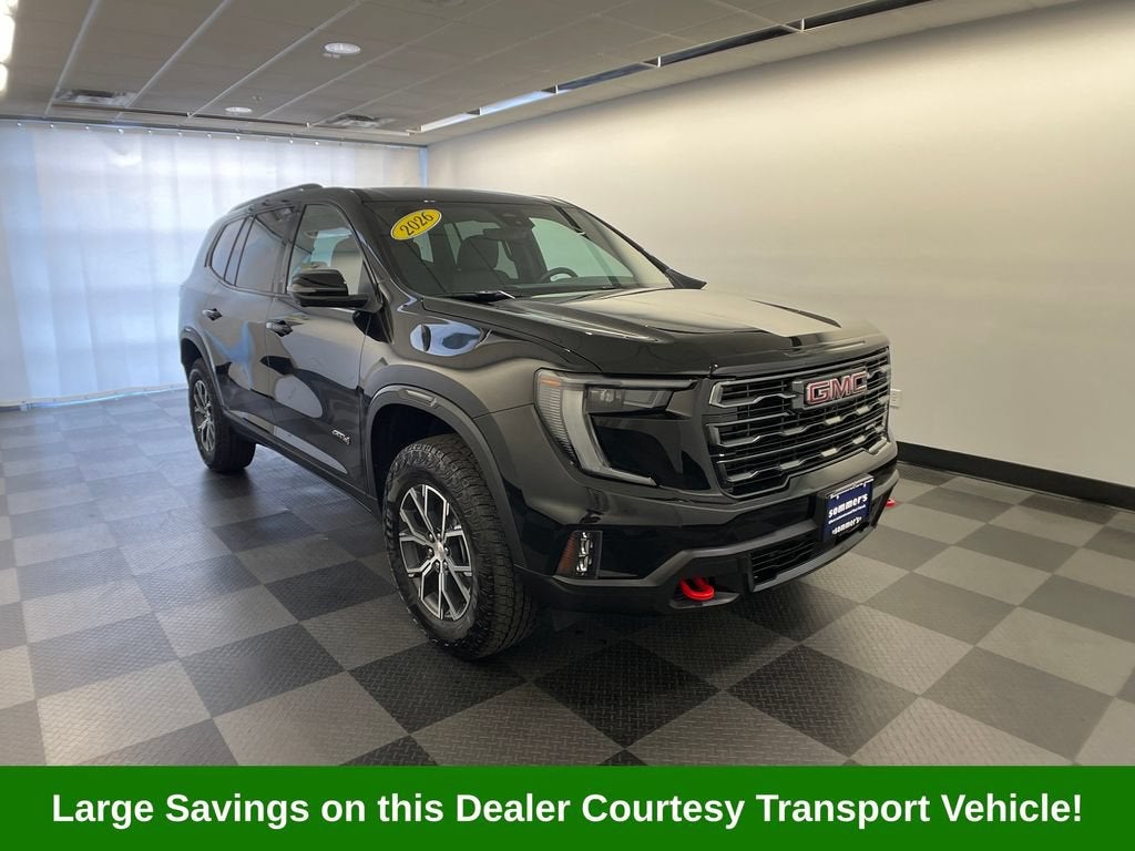 2026 GMC Acadia AT4 in Ebony Twilight Metallic — front three-quarter view