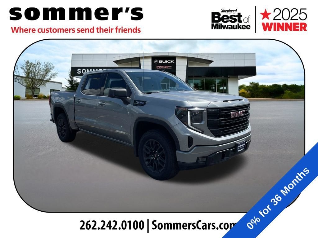 2026 GMC Sierra 1500 Elevation in Sterling Metallic — front three-quarter view