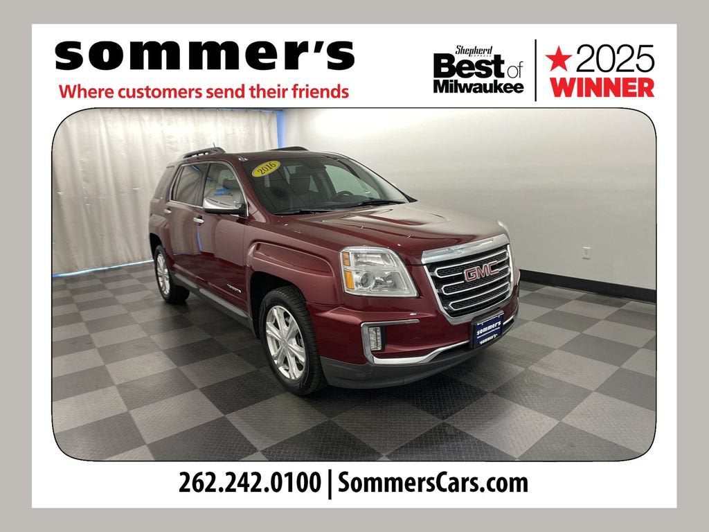 2016 GMC Terrain SLT in Crimson Red Tintcoat — front three-quarter view