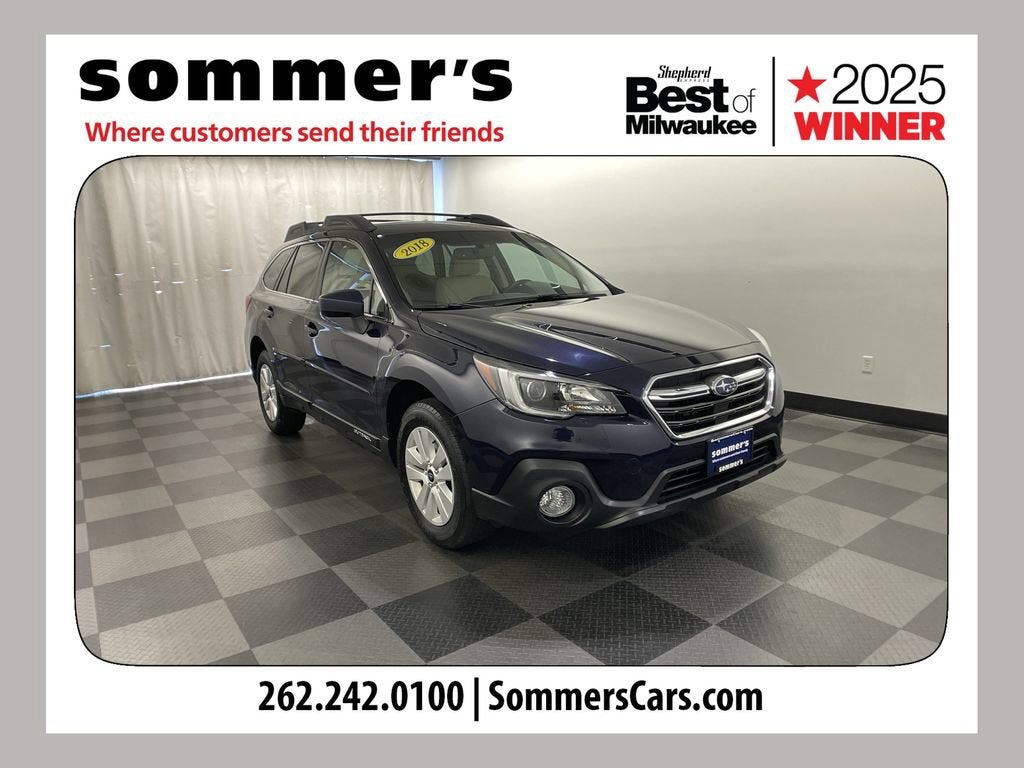 2018 Subaru Outback Premium in Blue — front three-quarter view