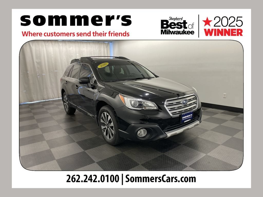 2016 Subaru Outback 2.5i Limited in Black — front three-quarter view