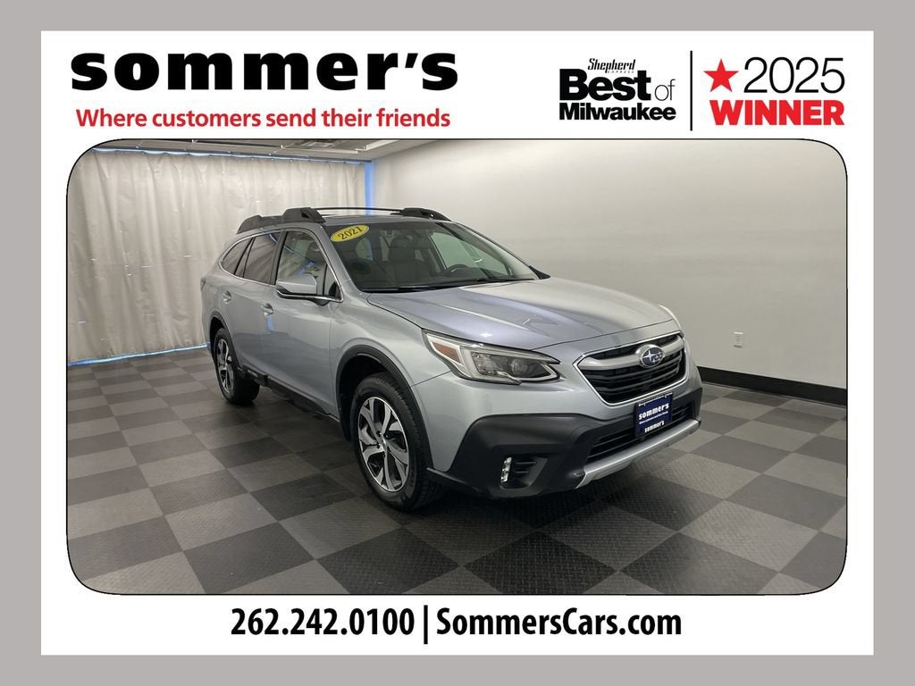 2021 Subaru Outback Limited in Silver — front three-quarter view