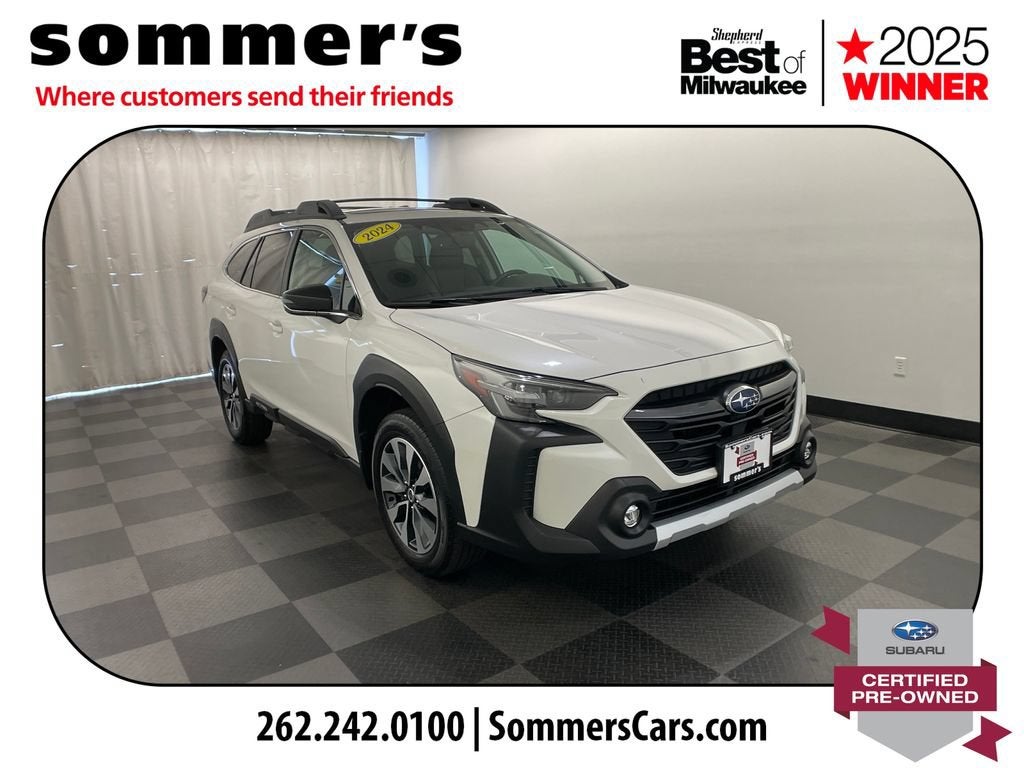 2024 Subaru Outback Limited in White — front three-quarter view