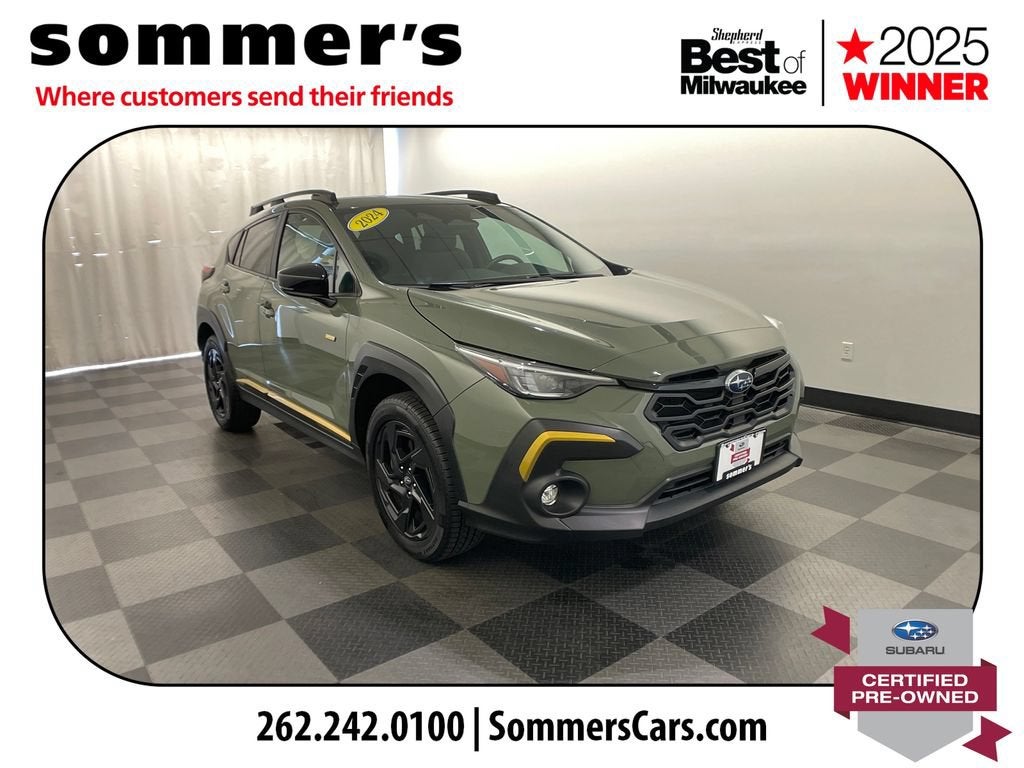 2024 Subaru Crosstrek Sport in Green — front three-quarter view