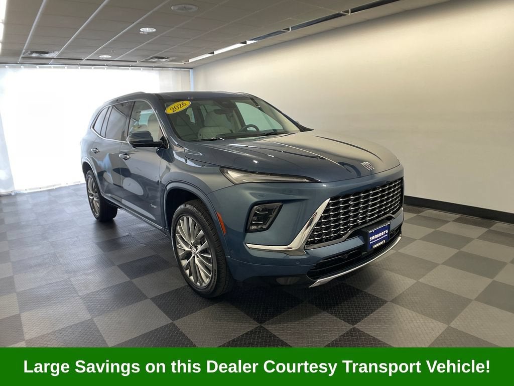 2026 Buick Enclave Avenir in Ocean Blue Metallic — front three-quarter view