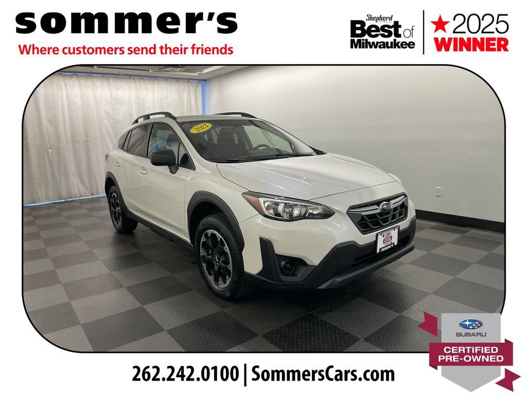 2021 Subaru Crosstrek Base in White — front three-quarter view