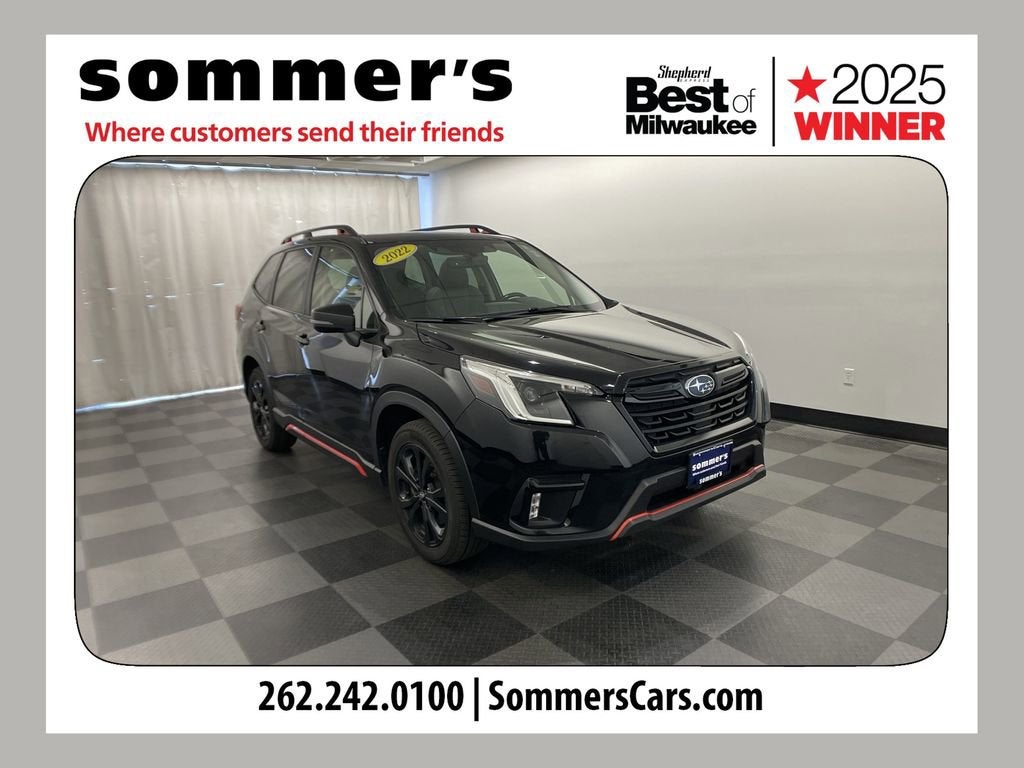 2022 Subaru Forester Sport in Black — front three-quarter view
