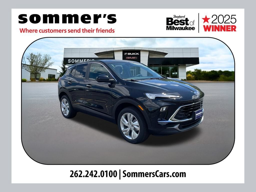 2026 Buick Encore GX Preferred in Ebony Twilight Metallic — front three-quarter view