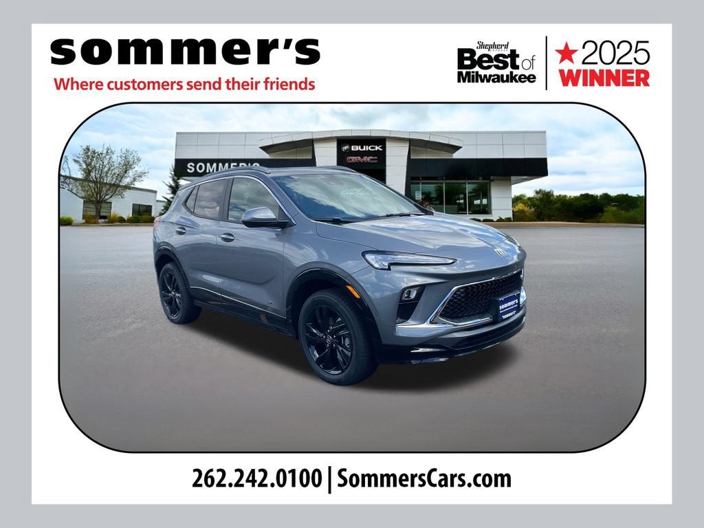 2026 Buick Encore GX Sport Touring in Moonstone Gray Metallic — front three-quarter view