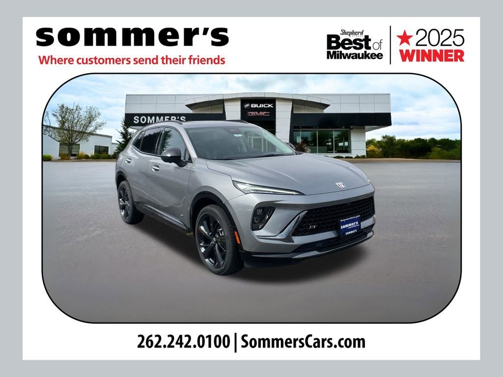2026 Buick Envision Sport Touring in Moonstone Gray Metallic — front three-quarter view