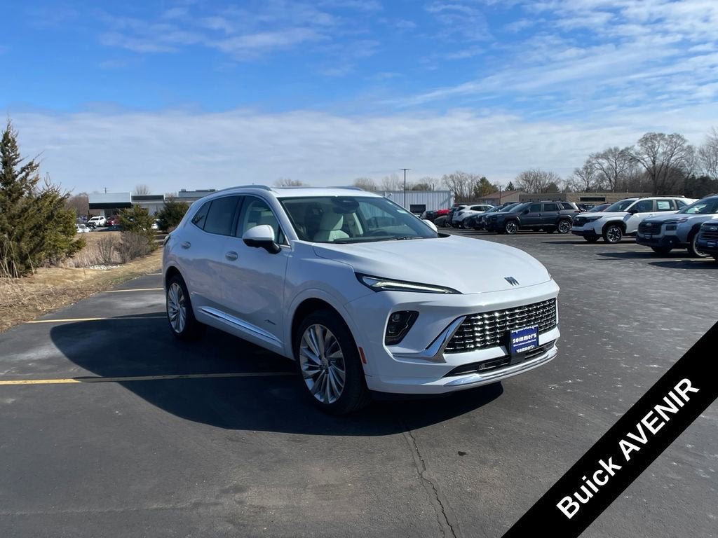 2026 Buick Envision Avenir in Iridescent White Tricoat — front three-quarter view