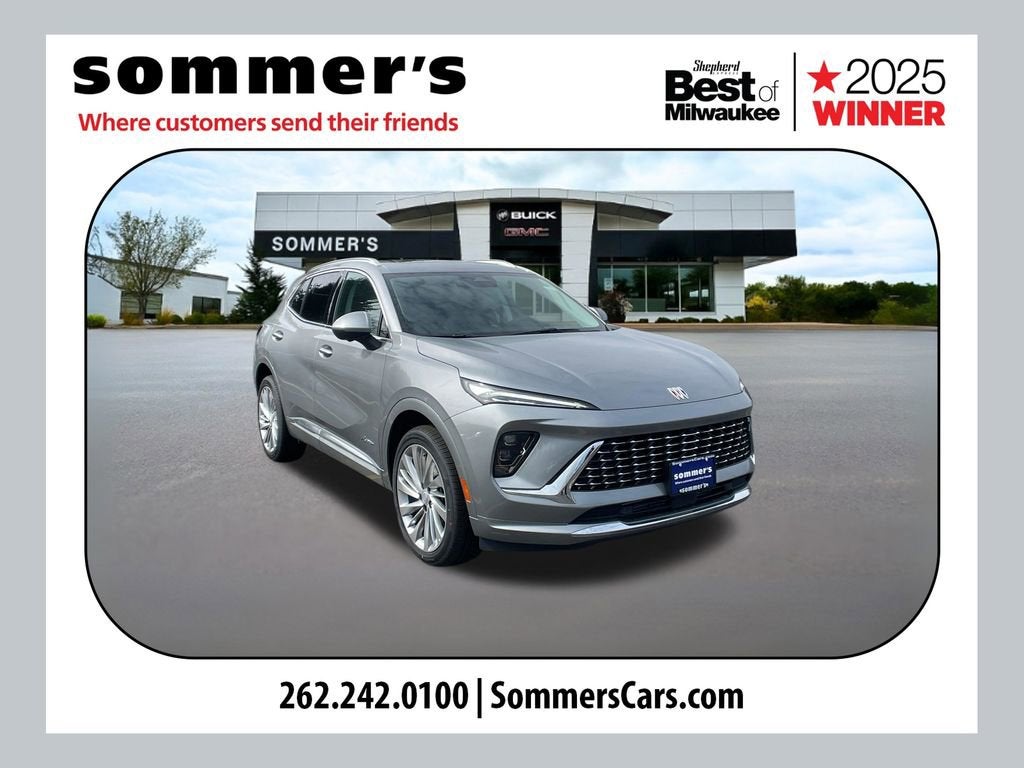 2026 Buick Envision Avenir in Moonstone Gray Metallic — front three-quarter view